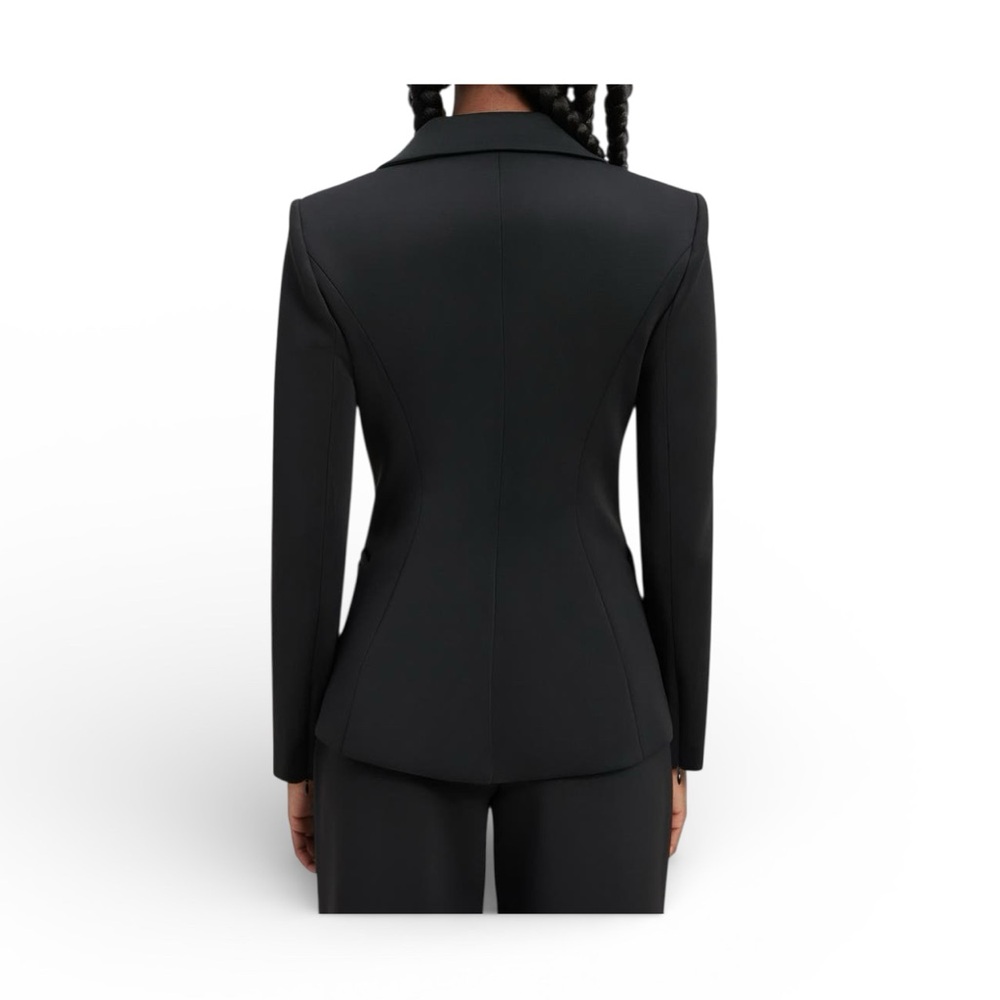 Good American Scuba Tailored Black Blazer Jacket NWT Size Small $189 GJK0112 - Picture 2 of 11